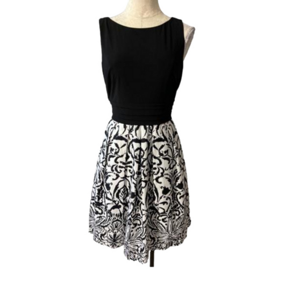 Ralph Lauren Dress Black White 8 A Line Career Stretch Cotton Washable - Picture 1 of 8